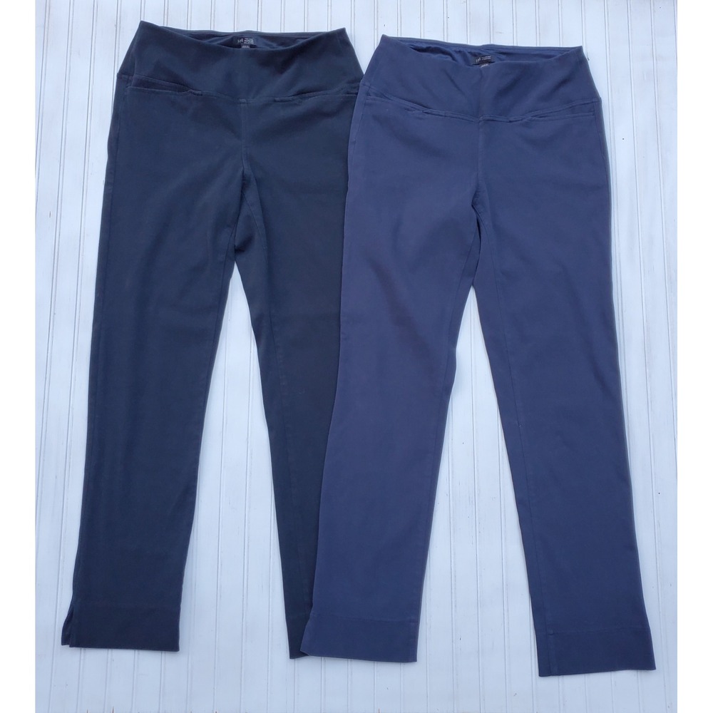 J. Jill Wearever Slim Leg Pants Set 2 Navy & Grey Small Tall Stretch Corpcore